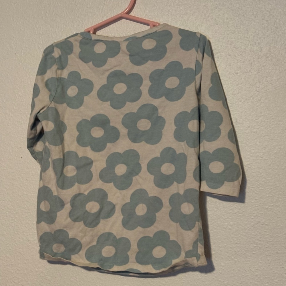 Mini Boden Blue Floral Long Sleeve Tee with Red Cherry Graphic - Picture 3 of 3